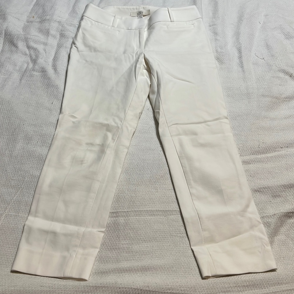 Ann Taylor Loft Pants Julie Fit Cropped Ankle The Riviera White Slacks 00P